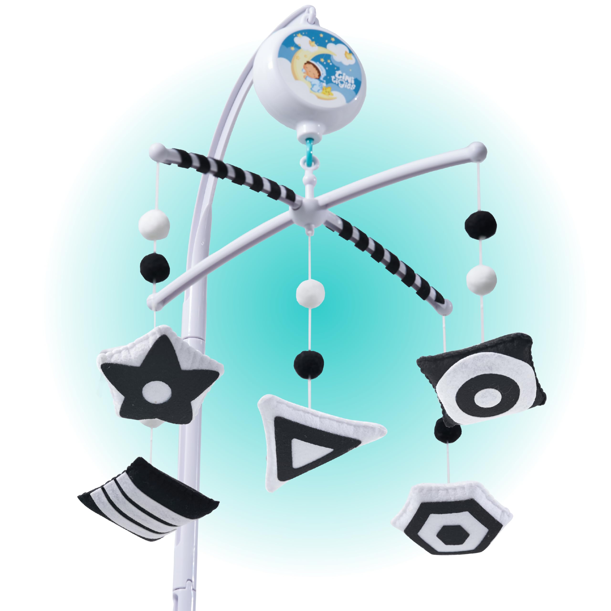 EverLove Montessori Mobile with black-and-white patterns aids newborn visual stimulation