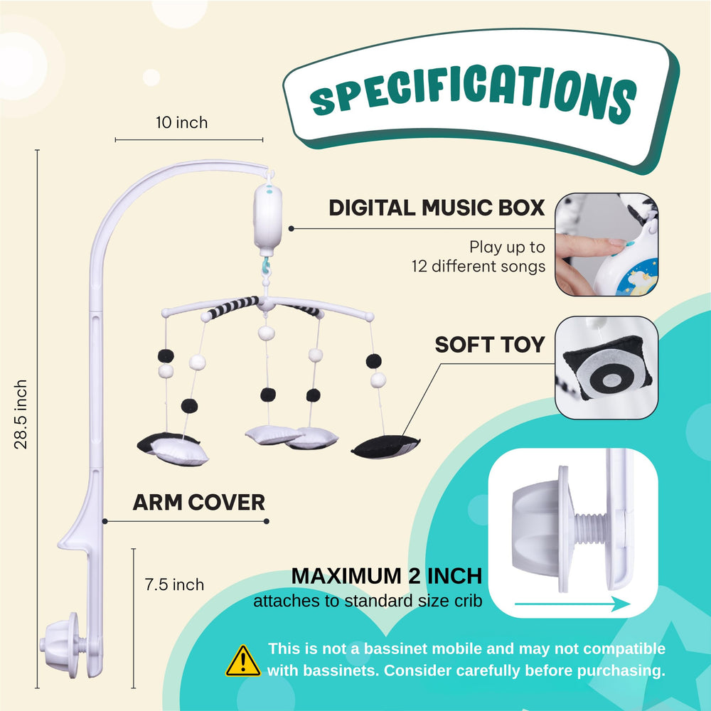EverLove Montessori Mobile clip-on design fits cribs easily for quick tool-free setup