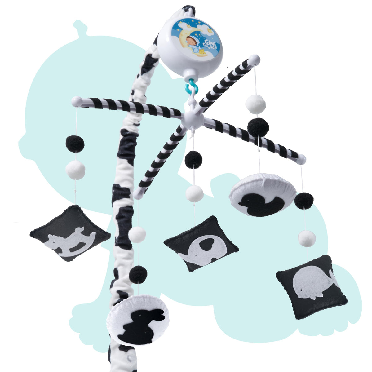 EverLove Montessori Mobile overhead view promotes early eye tracking and visual exploration.