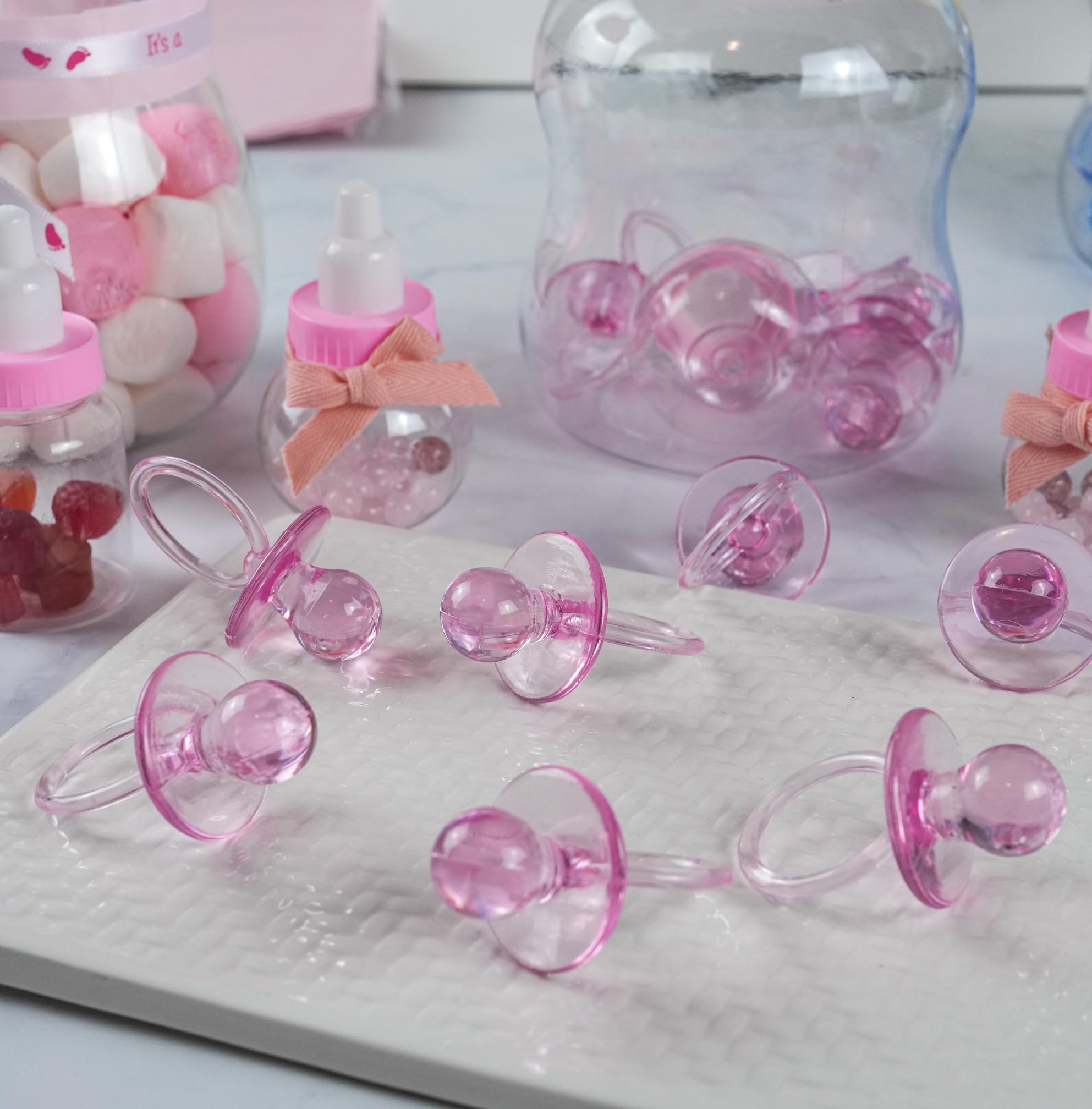 Evershine pink 2.5-inch pacifier packaging display coordinate with gifts