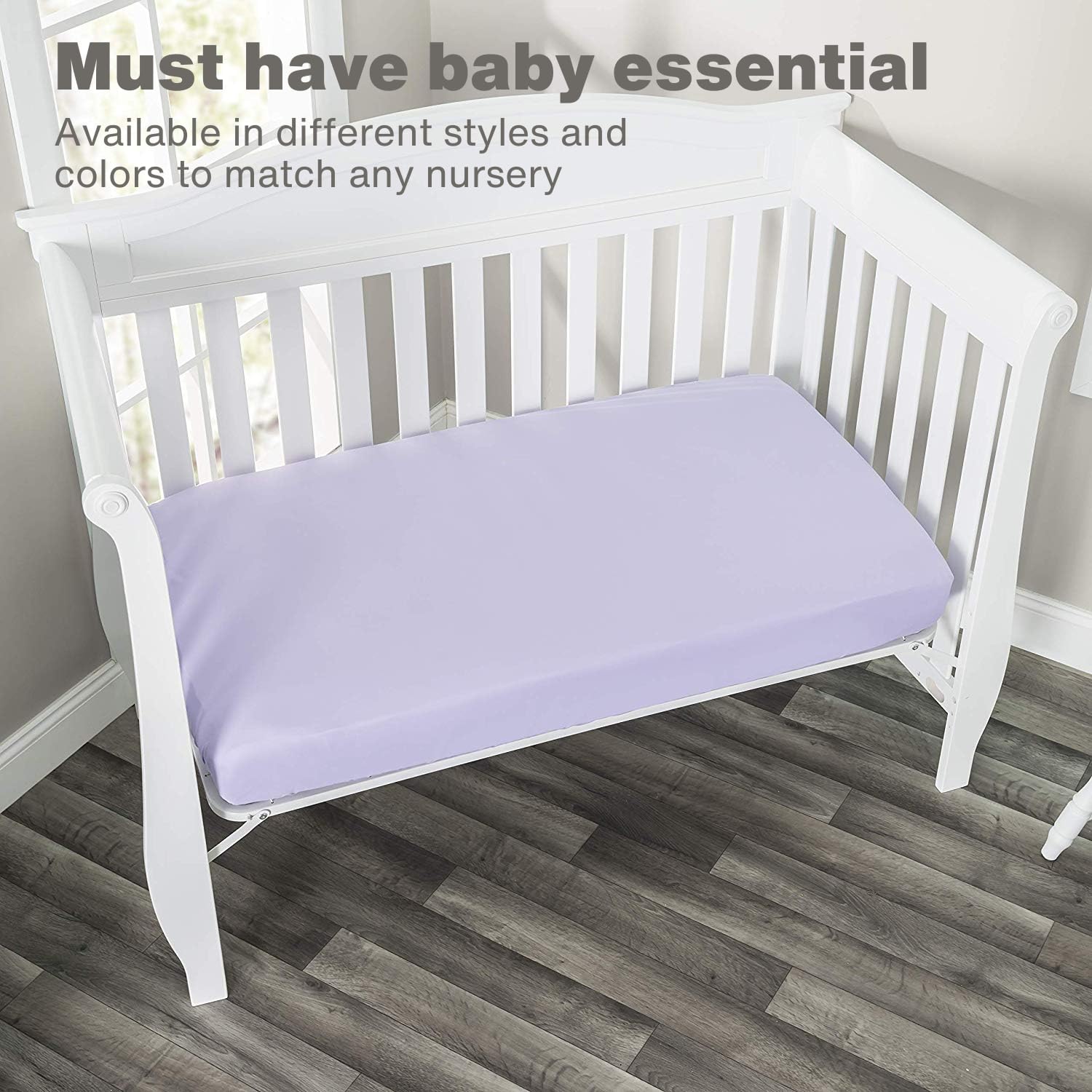 Everyday Kids fitted crib sheets close-up shows secure elastic trim around edges