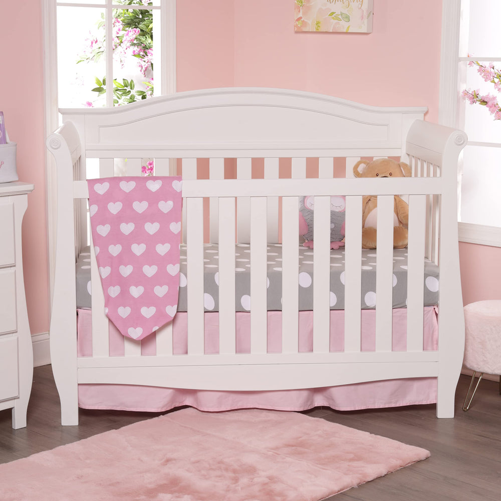 Everyday Kids 2pack fitted crib sheets, gray polka dots, resist fading for lasting color