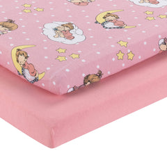 Everyday Kids 2-pack n play sheets with Precious Moments design offer comforting bedtime visuals.