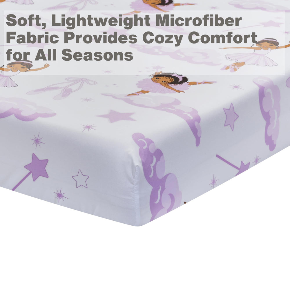 Pillowcase detail of EVERYDAY KIDS African American Ballerina Toddler Sheets Set (30x20)