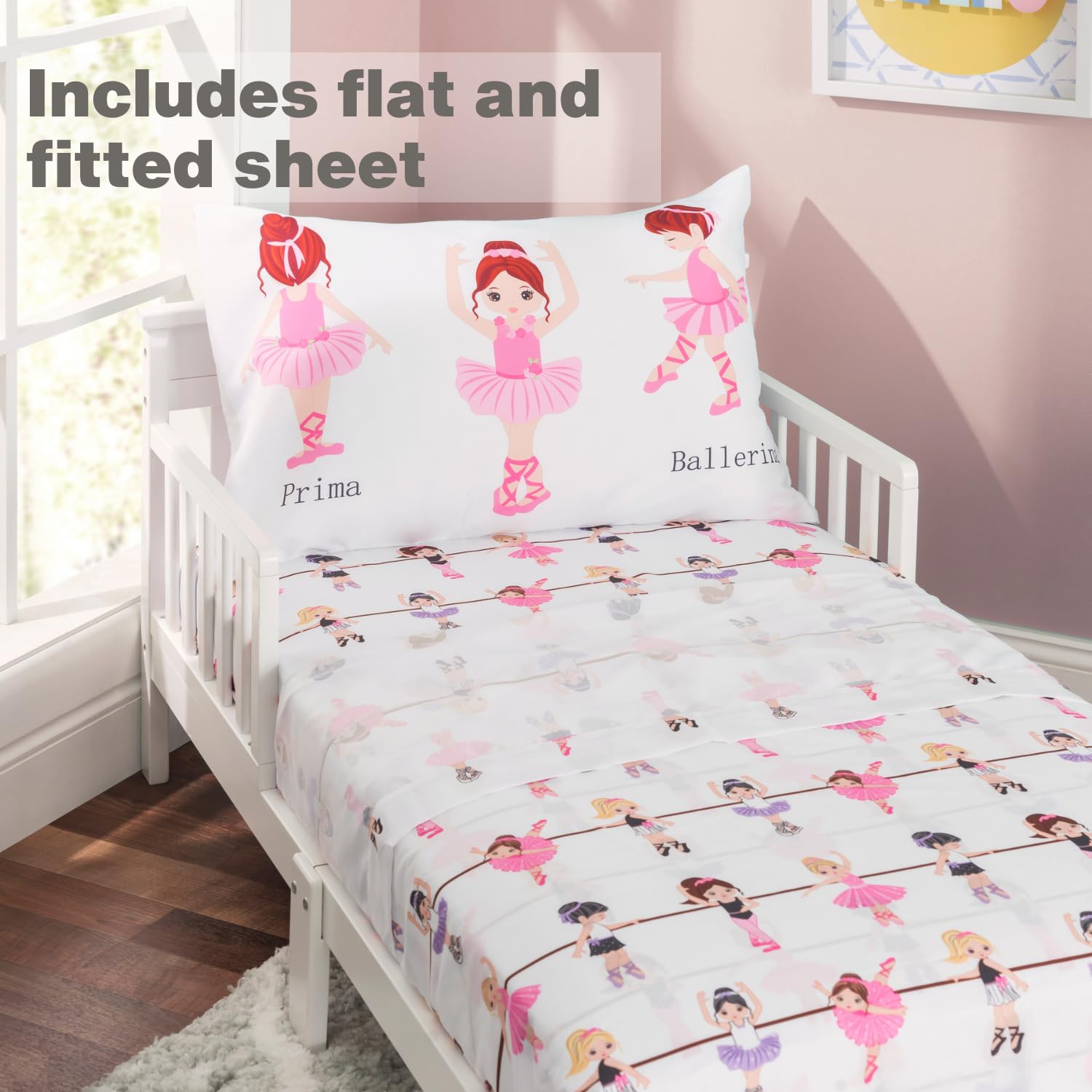 EVERYDAY KIDS Pattern Closeup showcases bold colors and playful ballerina motif.