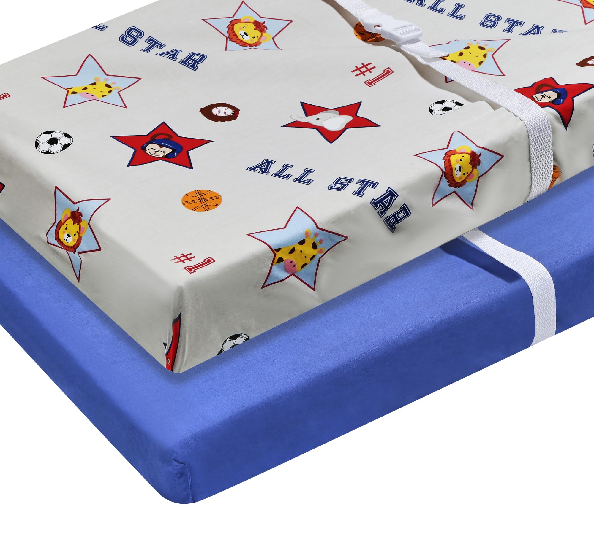 EVERYDAY KIDS changing pad cover jungle animal print elephants adds playful charm during changes.