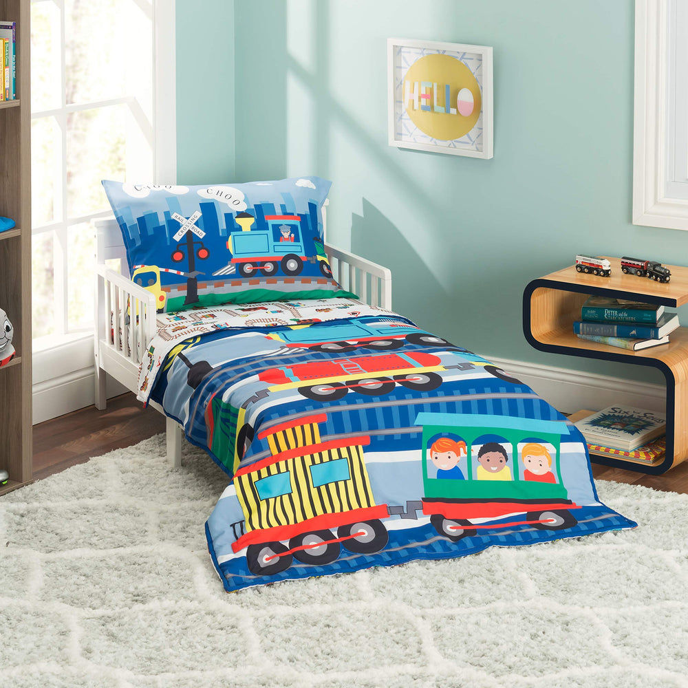 EVERYDAY KIDS Choo Choo Train comforter close-up shows plush softness for cozy sleep
