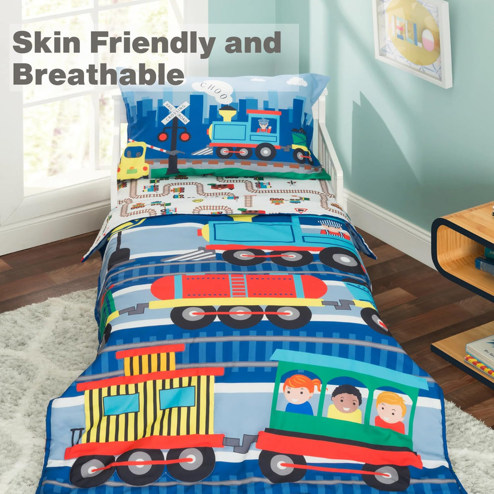 EVERYDAY KIDS Choo Choo Train reversible pillowcase offers two cheerful designs for naps