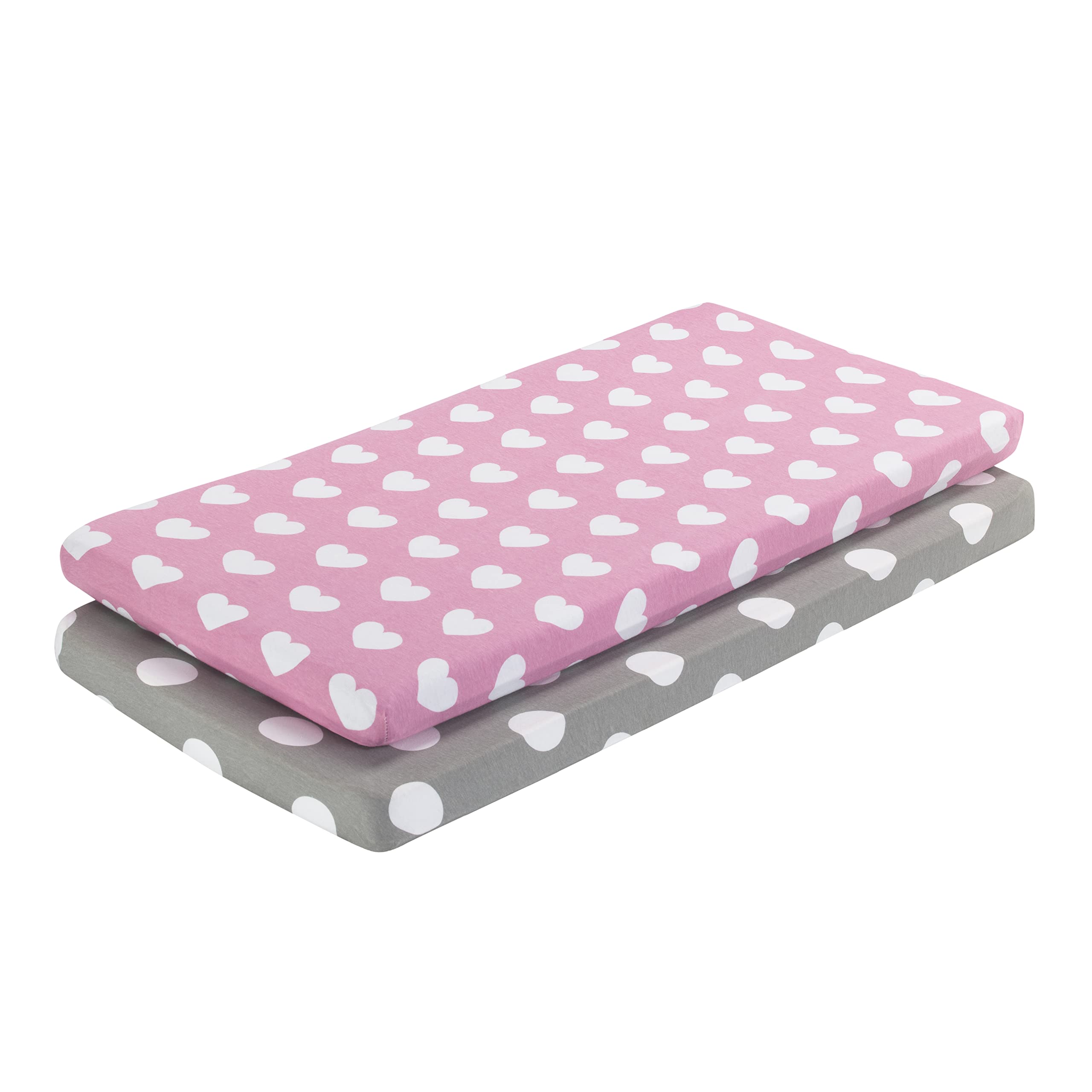 EVERYDAY KIDS cradle sheets pink heart design offer soft breathable comfort for newborns