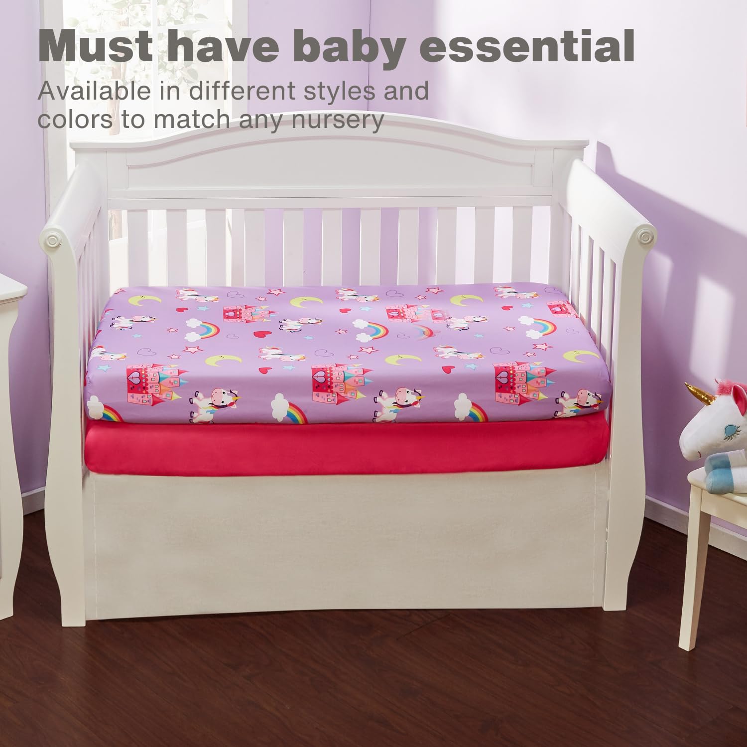 EVERYDAY KIDS crib sheet closeup showing plush microfiber texture for gentle skin contact