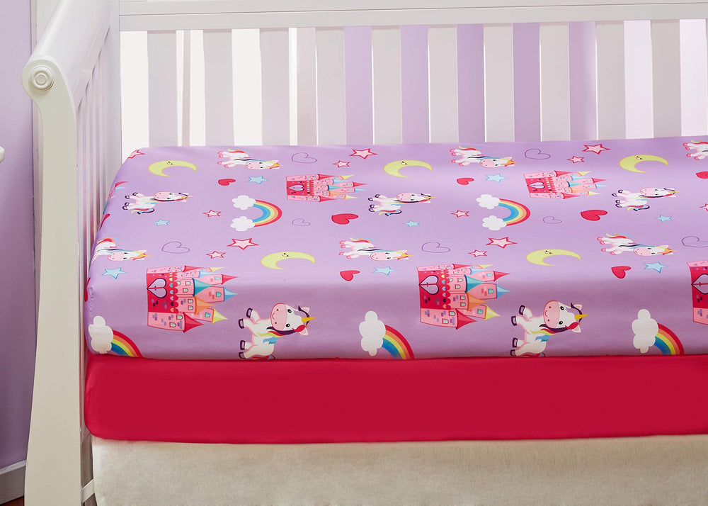 EVERYDAY KIDS elastic-trim four-sides fit demonstrates secure crib mattress hold
