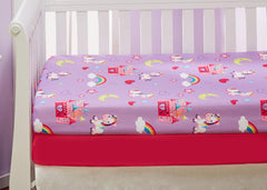 EVERYDAY KIDS elastic-trim four-sides fit demonstrates secure crib mattress hold
