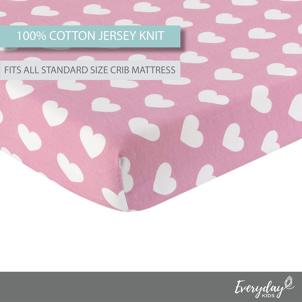 Everyday Kids pink hearts and gray dots brighten a baby girl's nursery