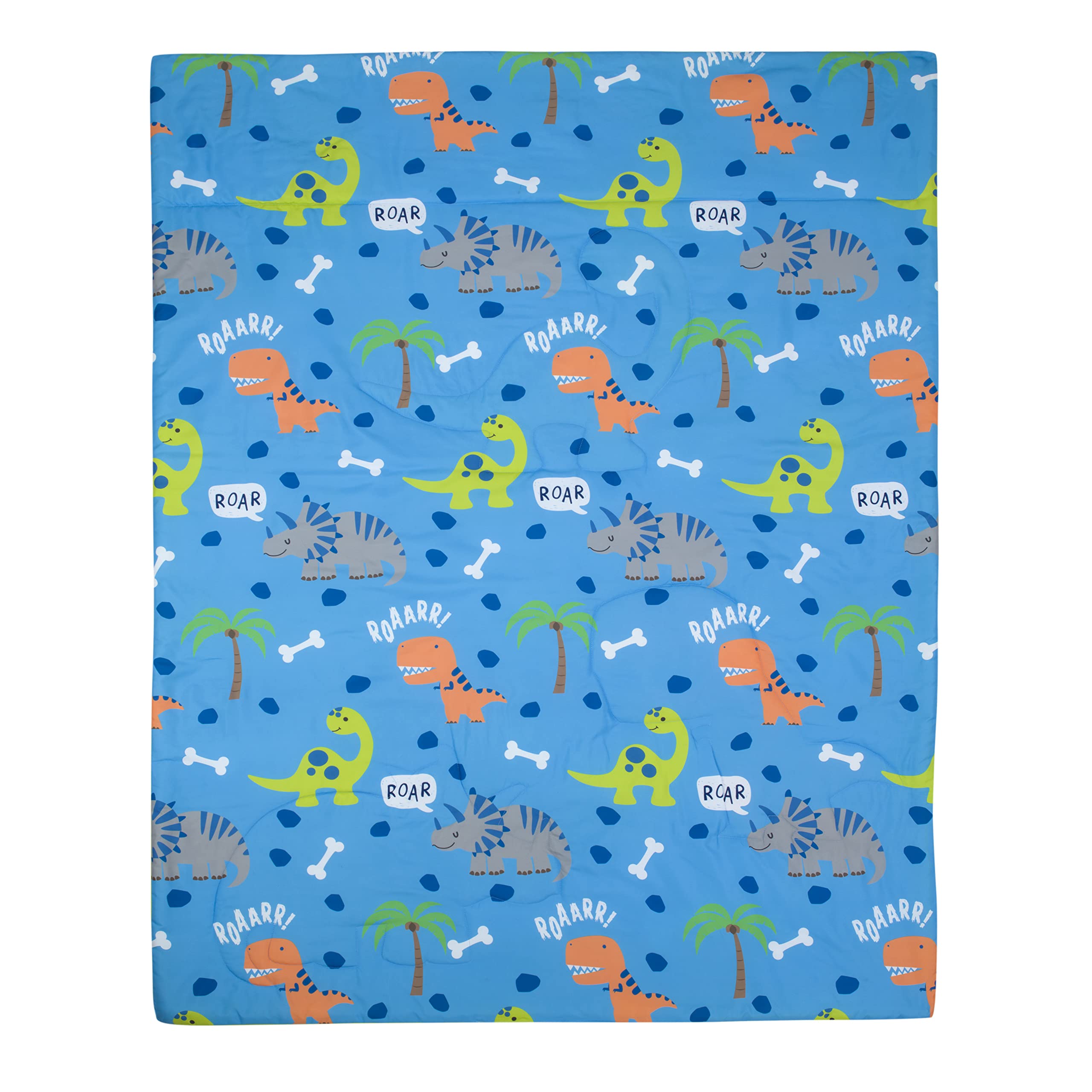 EVERYDAY KIDS dinosaurs blue sky pattern enhances the toddler room's vibe.