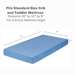 Everyday Kids fitted crib sheet features elastic trim for secure, easy-to-change bedding.