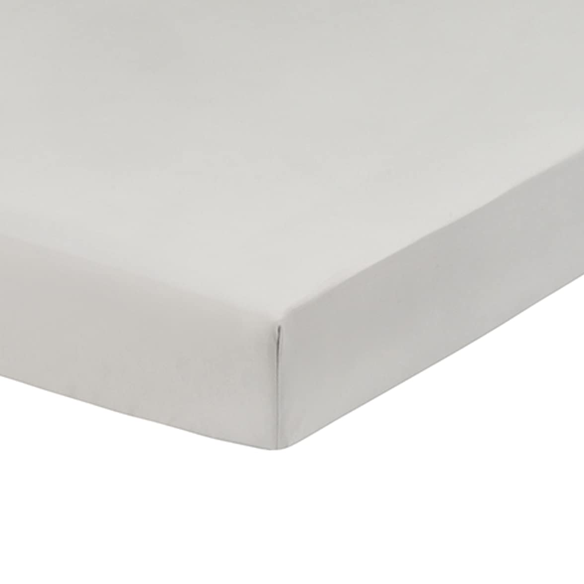 Everyday Kids fitted crib sheet gray fabric closeup highlights soft, breathable microfiber comfort