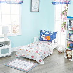 EVERYDAY KIDS Jungle Sports fitted sheet secures a snug eight inch pocket.