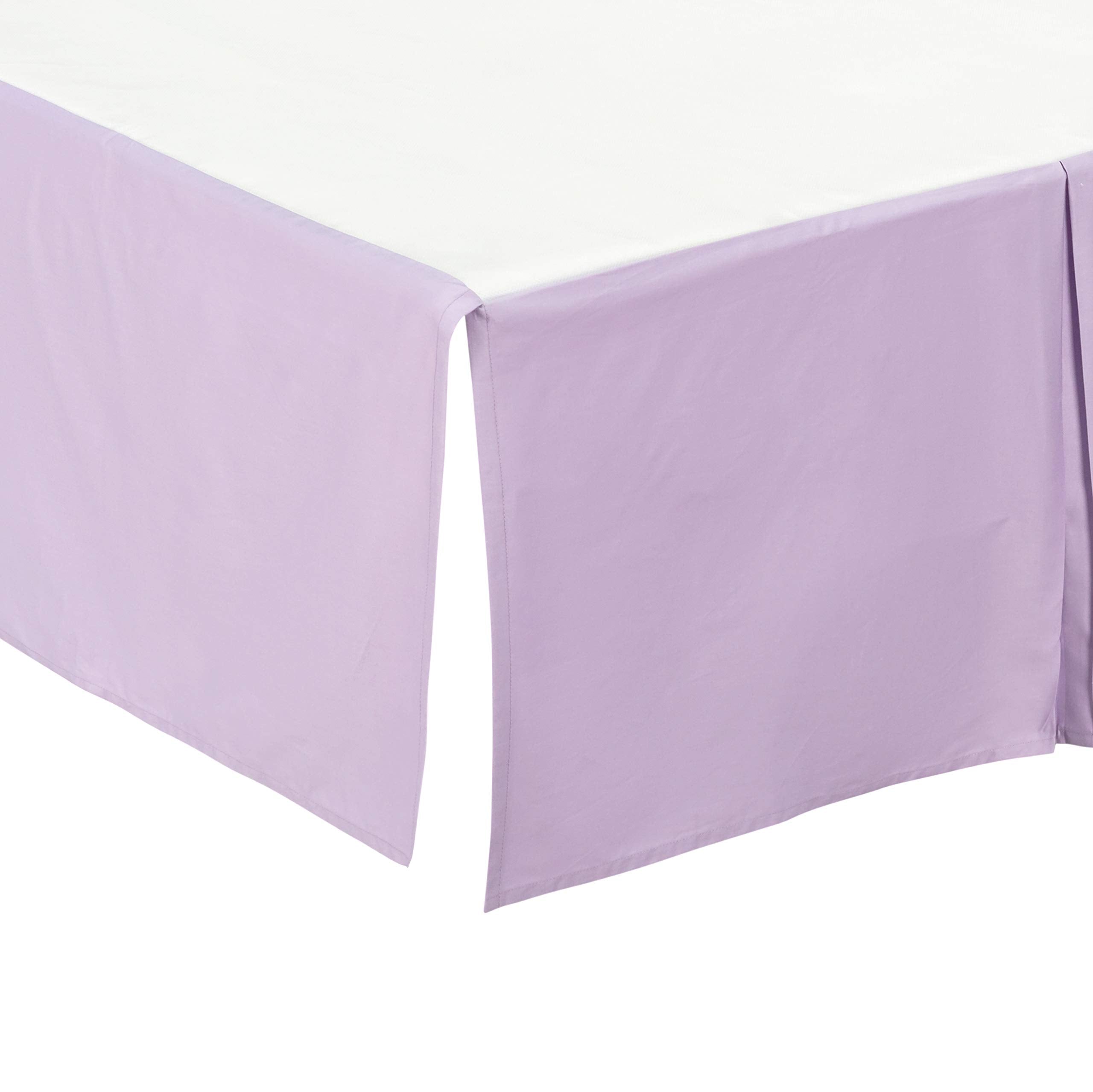 EVERYDAY KIDS lavender crib skirt fits standard cribs and hides under-crib storage.