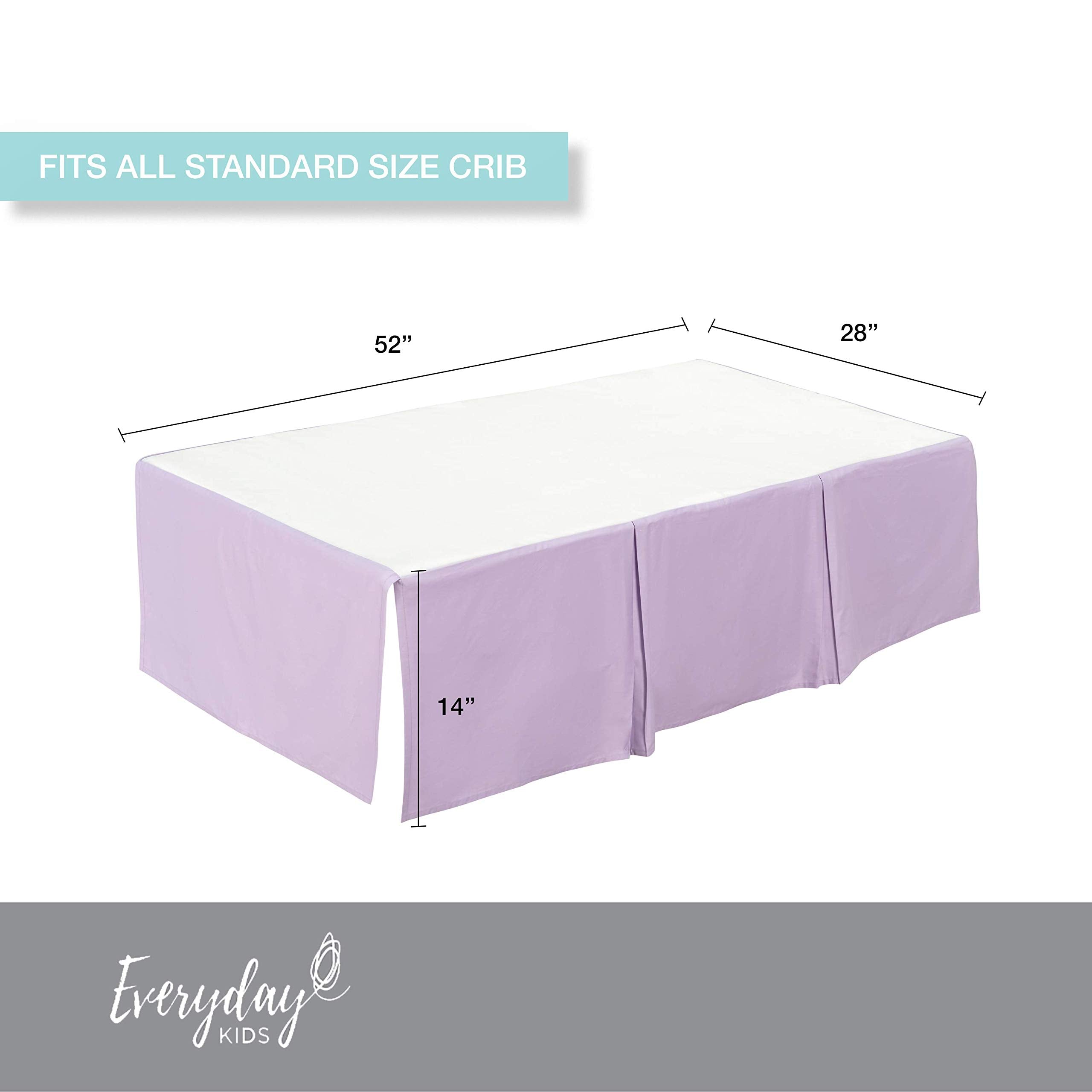 EVERYDAY KIDS machine-washable crib skirt is easy to launder on gentle cycles.