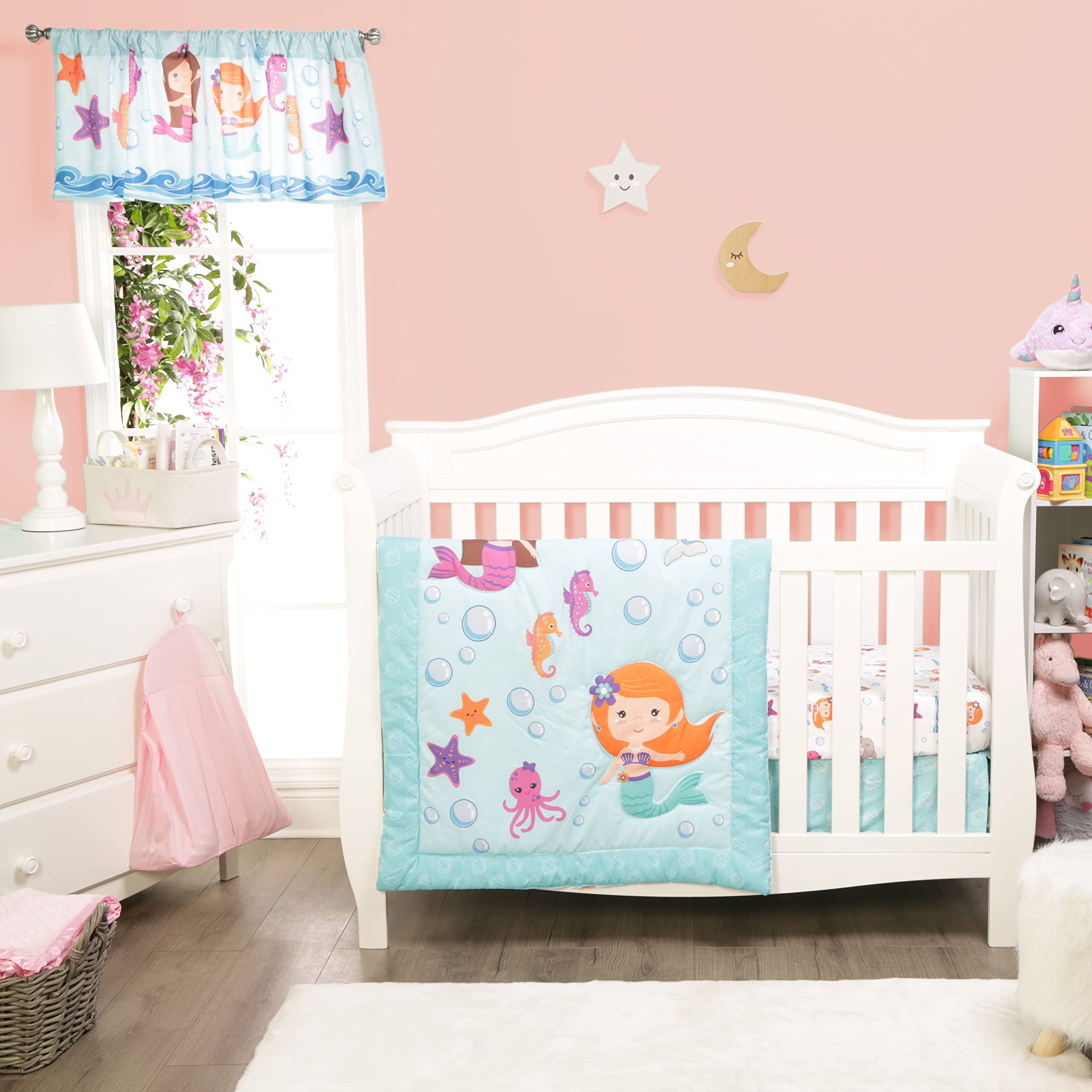 EVERYDAY KIDS Mermaid valance 60x15 inches suits standard windows for easy styling.