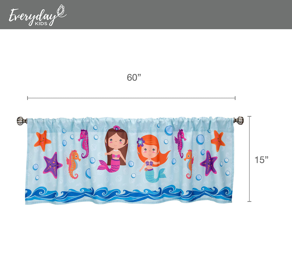 EVERYDAY KIDS Mermaid valance is machine washable for simple, convenient care between adventures.