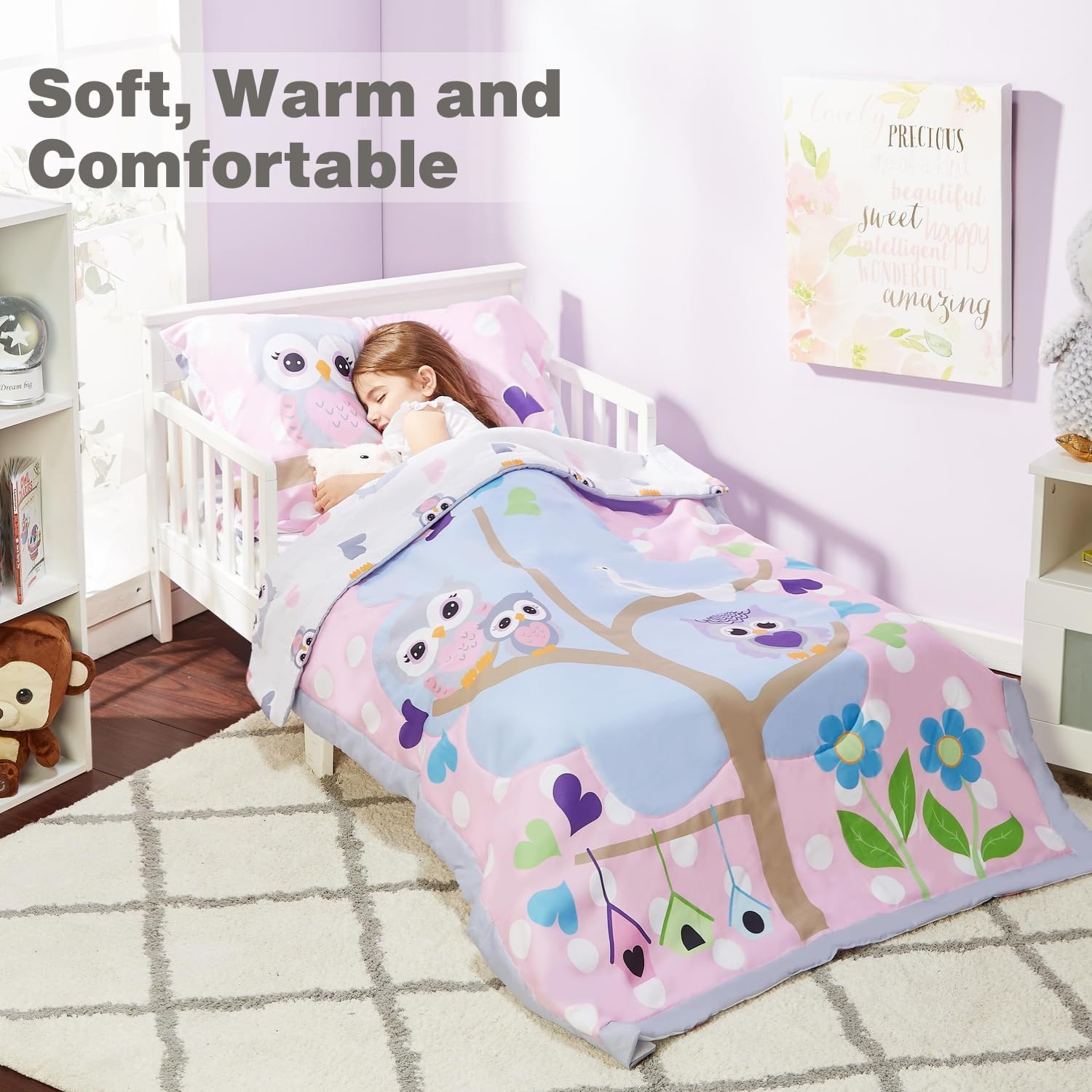 Everyday Kids owls cotton-percale close-up emphasizing crisp weave