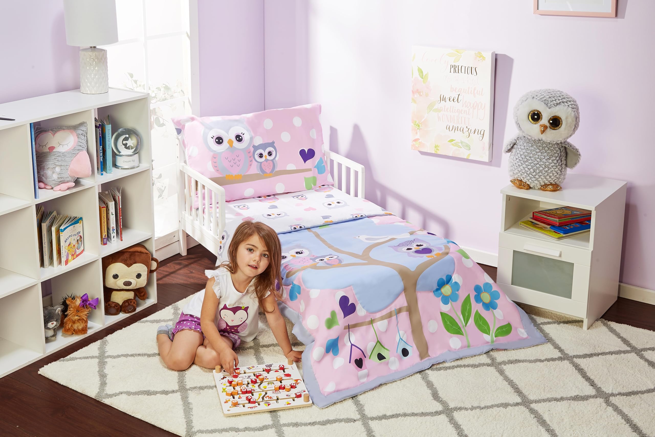 Everyday Kids owls flat sheet highlighting breathable percale for restful nights