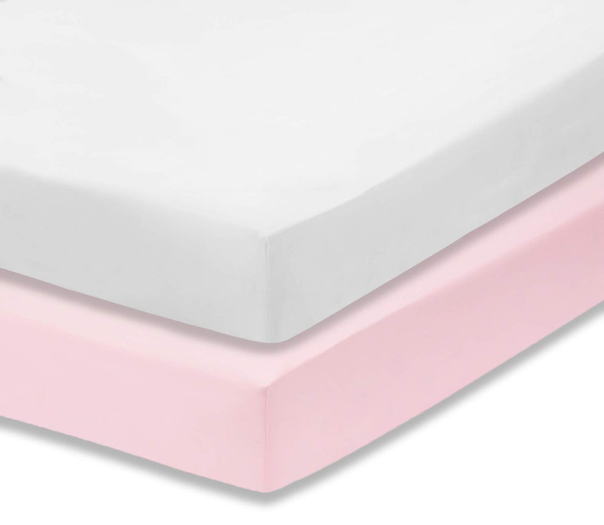 Everyday Kids pink crib sheet shows vibrant color and breathable microfiber for cozy naps.