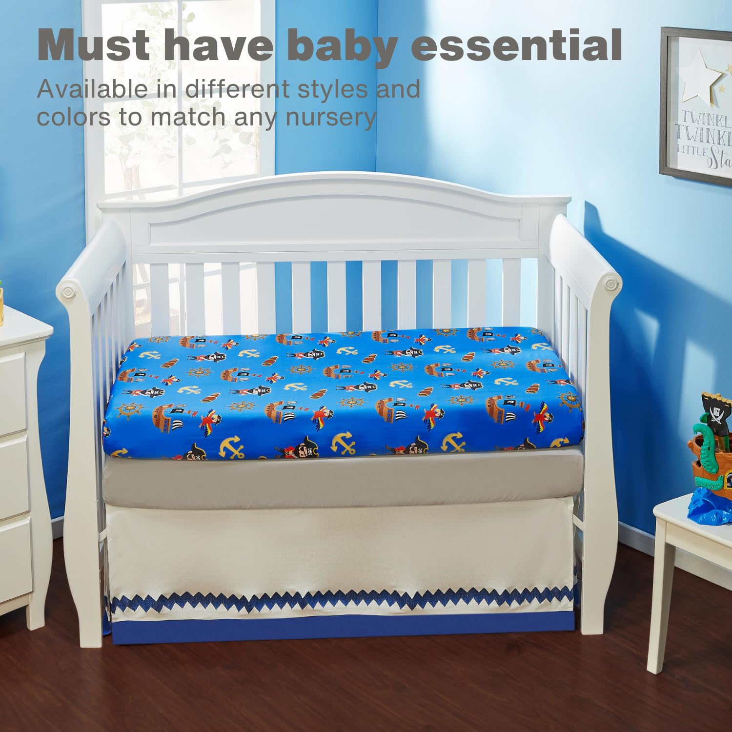 Everyday Kids Pirates Grey fabric close-up shows soft, breathable microfiber comfort.