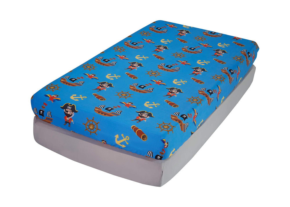 Everyday Kids Pirates Grey microfiber close-up reveals durable, colorfast material.