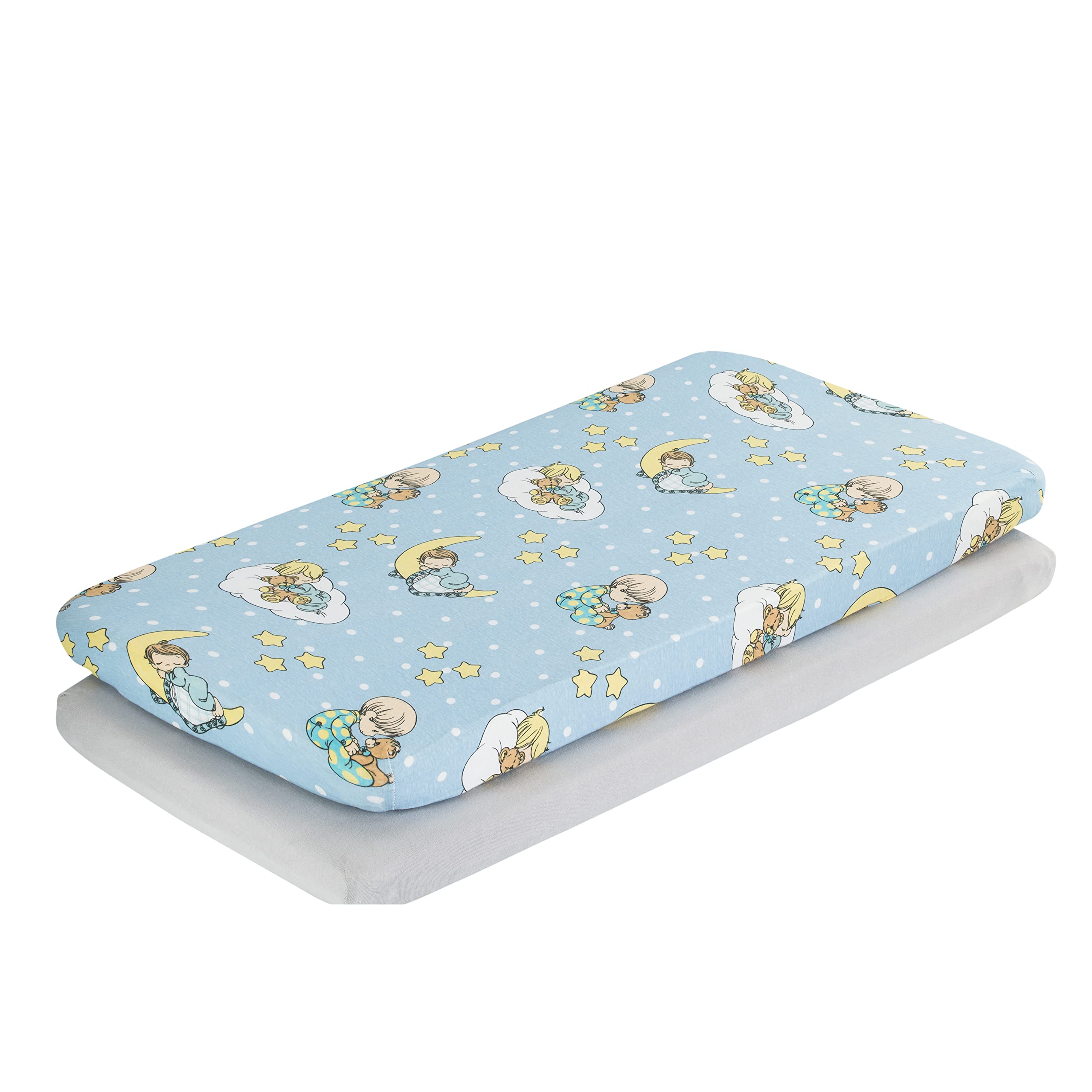 EVERYDAY KIDS Precious Moments blue-yellow sheets for a cozy nursery and easy bedtime.