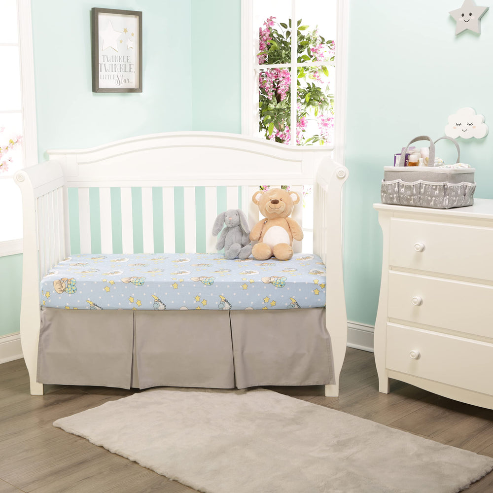 Everyday Kids Precious Moments boy-print sheet features a charming boy and teddy bear motif.