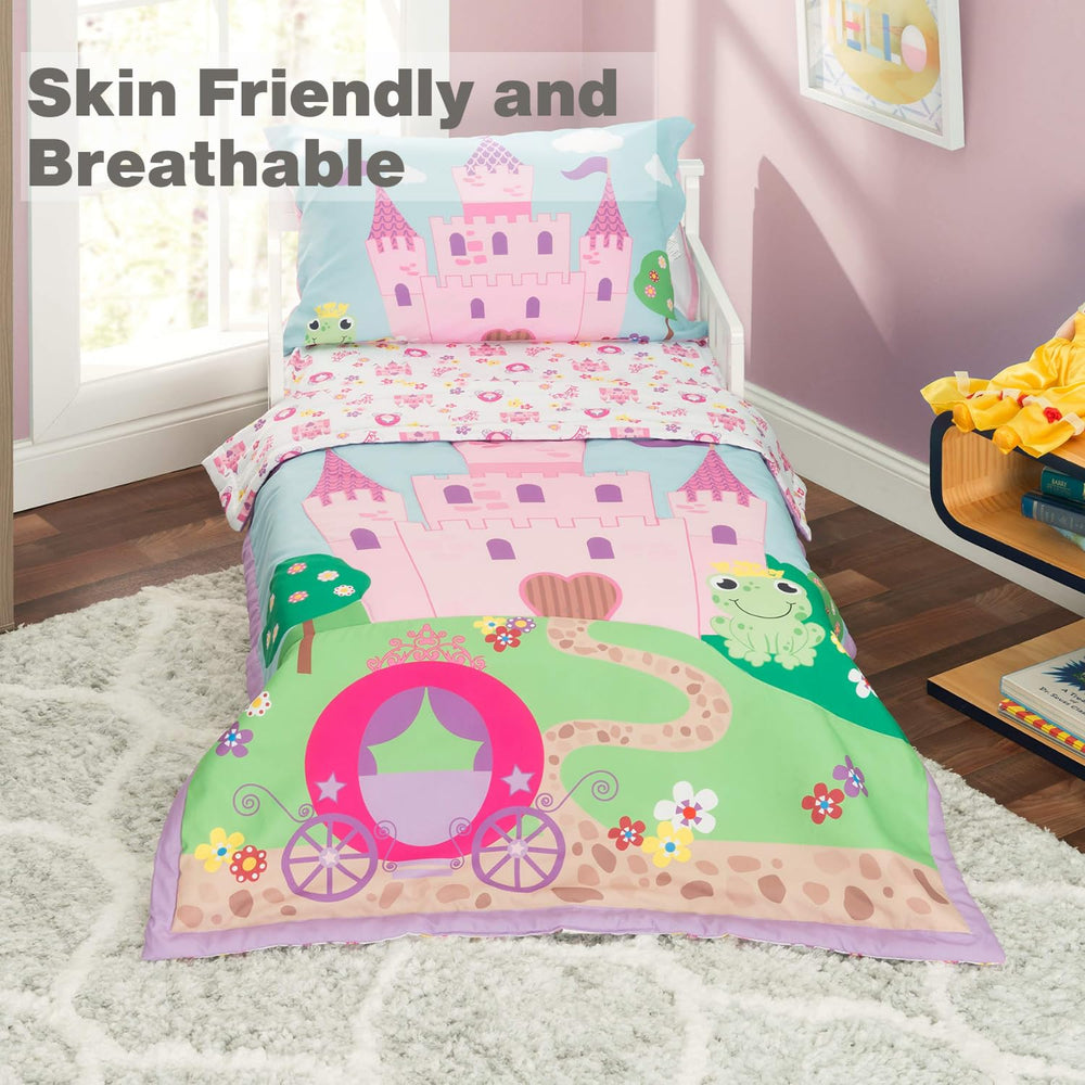 EVERYDAY KIDS Princess Storyland flat sheet showcases color and softness for daytime bed dressing.