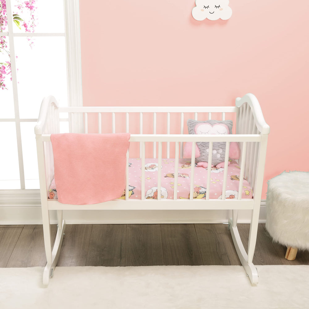EVERYDAY KIDS Solid pink cradle sheet adds gentle color to nursery