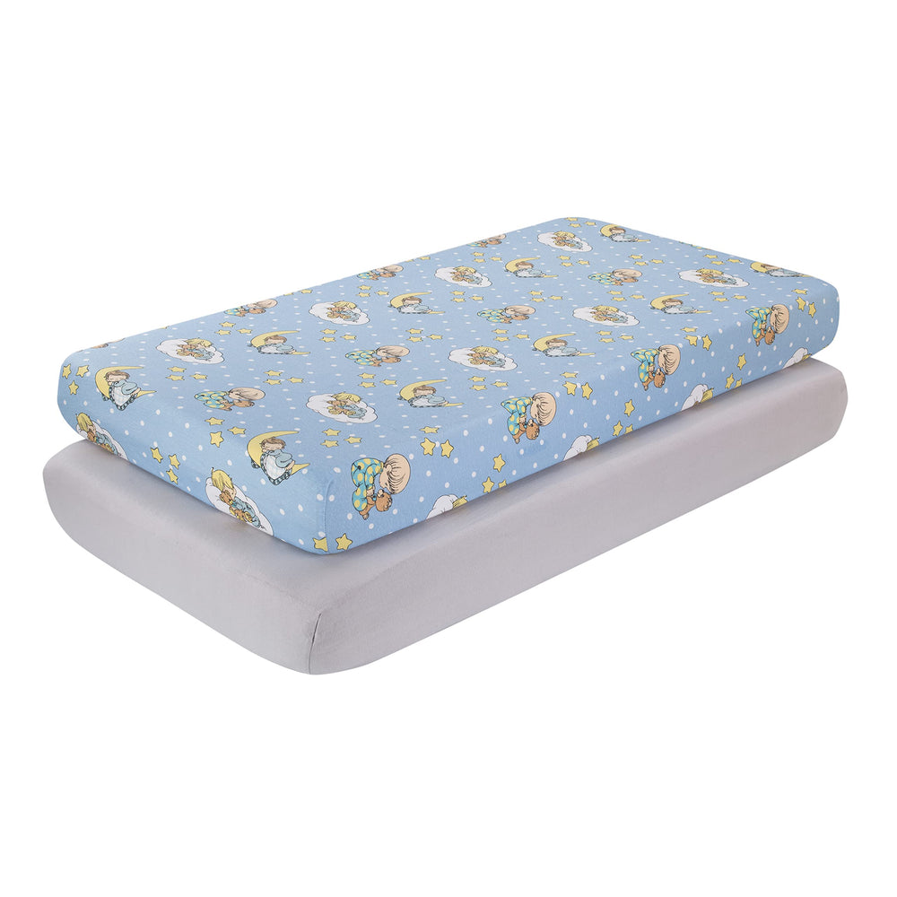 Everyday Kids 28x52-inch crib sheets fit standard mattresses with 8-inch pockets.