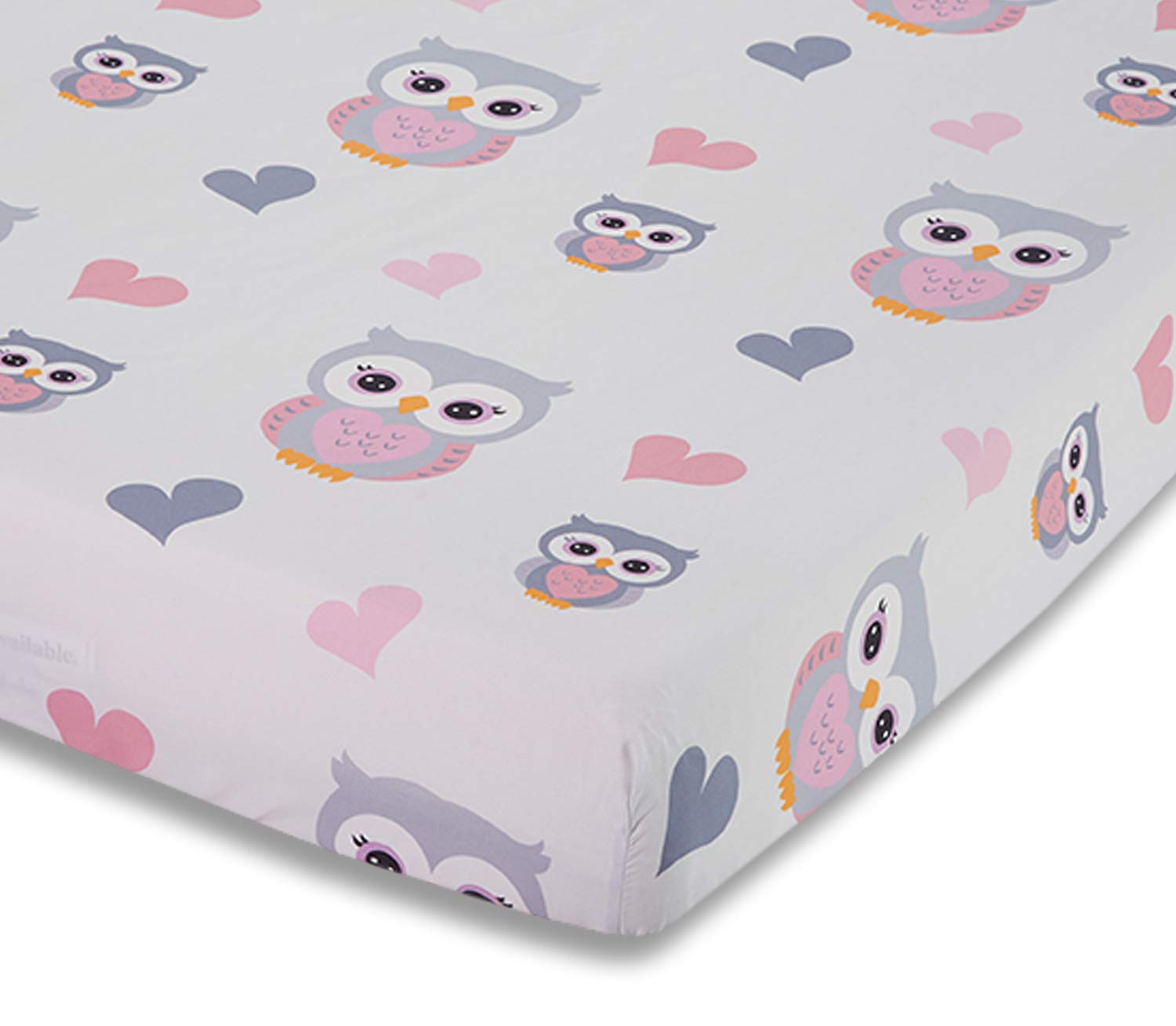 EVERYDAY KIDS Sweet Owls crib sheet closeup shows soft microfiber and vibrant color for cozy nurseries.