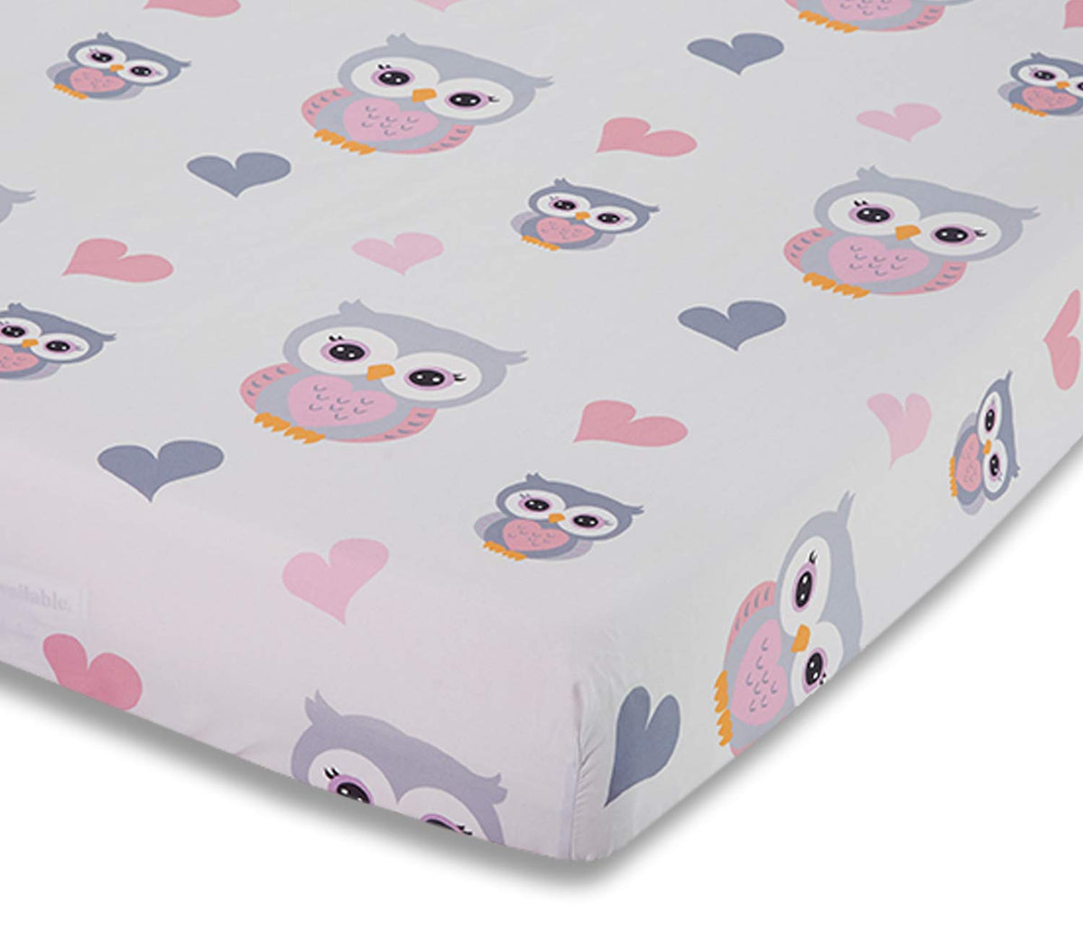 EVERYDAY KIDS Sweet Owls crib sheet closeup shows soft microfiber and vibrant color for cozy nurseries.