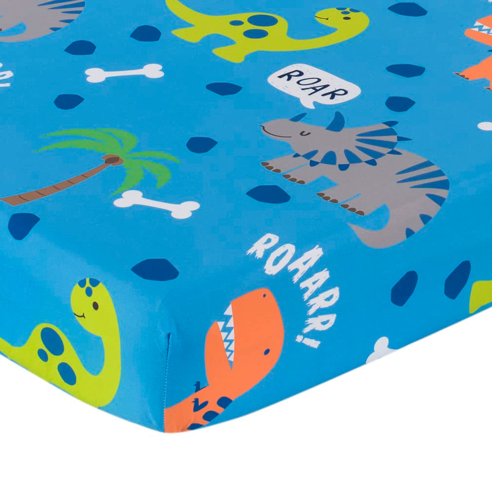 EVERYDAY KIDS dinosaurs-themed bedding simplifies bedtime with kid-friendly colors.