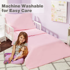 EVERYDAY KIDS solid pink flat sheet highlighting breathable, fade-resistant fabric for daily comfort