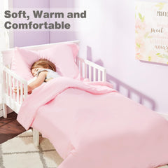 EVERYDAY KIDS solid pink reversible pillowcase paired with color-friendly design for easy bedtime styling