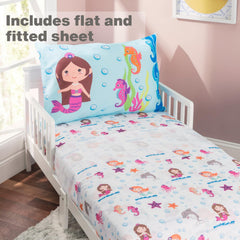 Everyday Kids undersea mermaids fitted sheet pocket shows secure fit