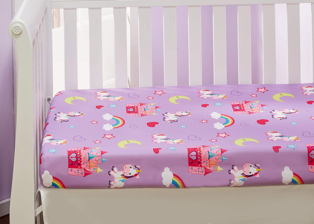 Everyday Kids Unicorn Dreams care instruction image highlights machine washable convenience.