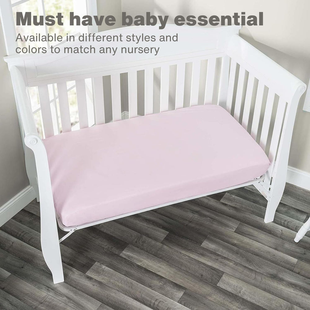 Everyday Kids white crib sheet provides a soft, hypoallergenic surface for peaceful, safe sleep.