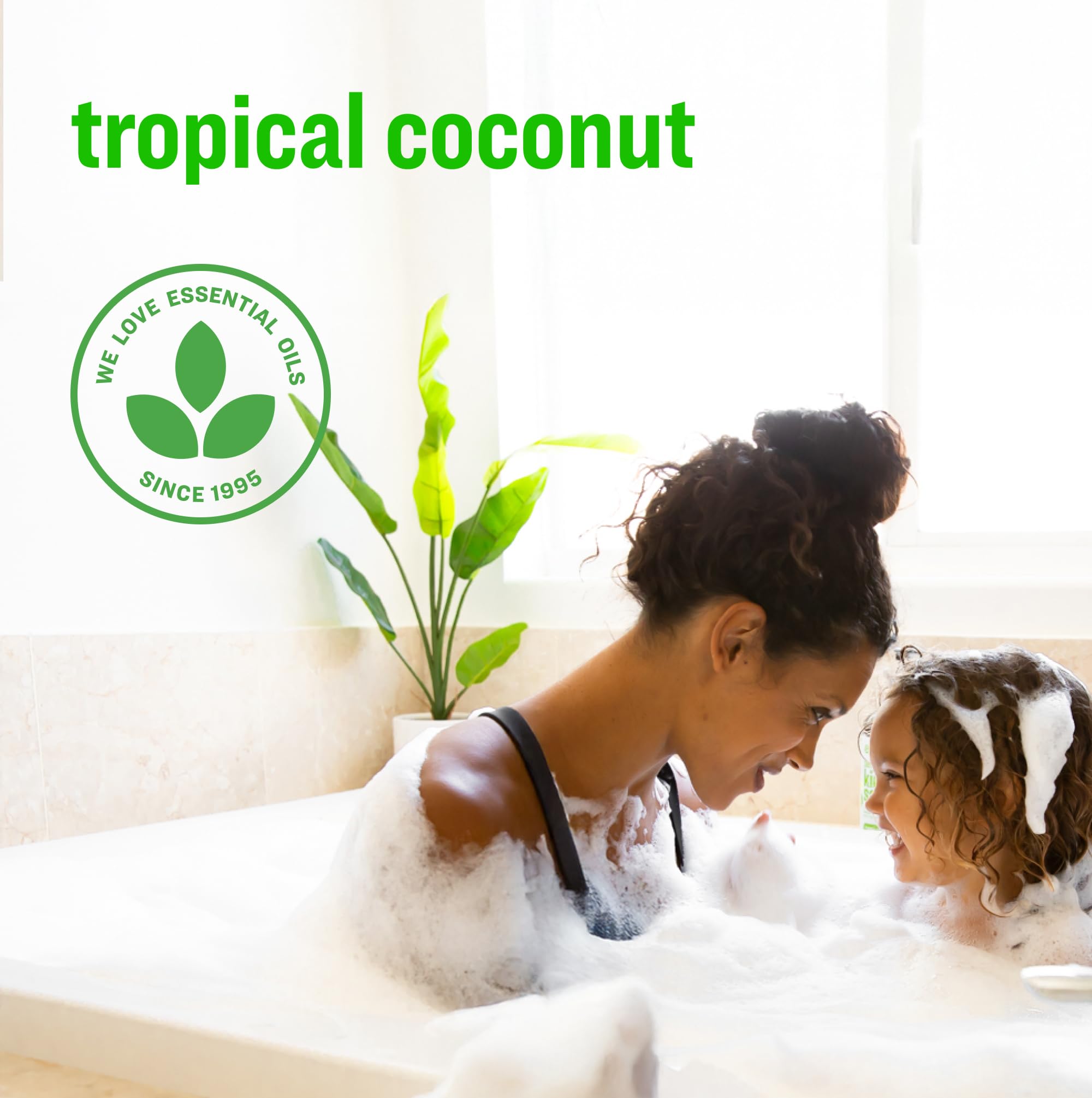 Everyone 3-in-1 Tropical Coconut bubbles show playful bath-time activity.