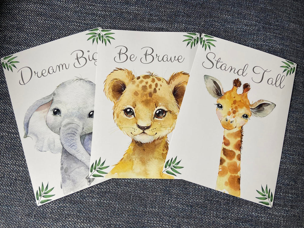 Eviepops Prints baby safari elephant 8x10 poster inspires gentle learning corners