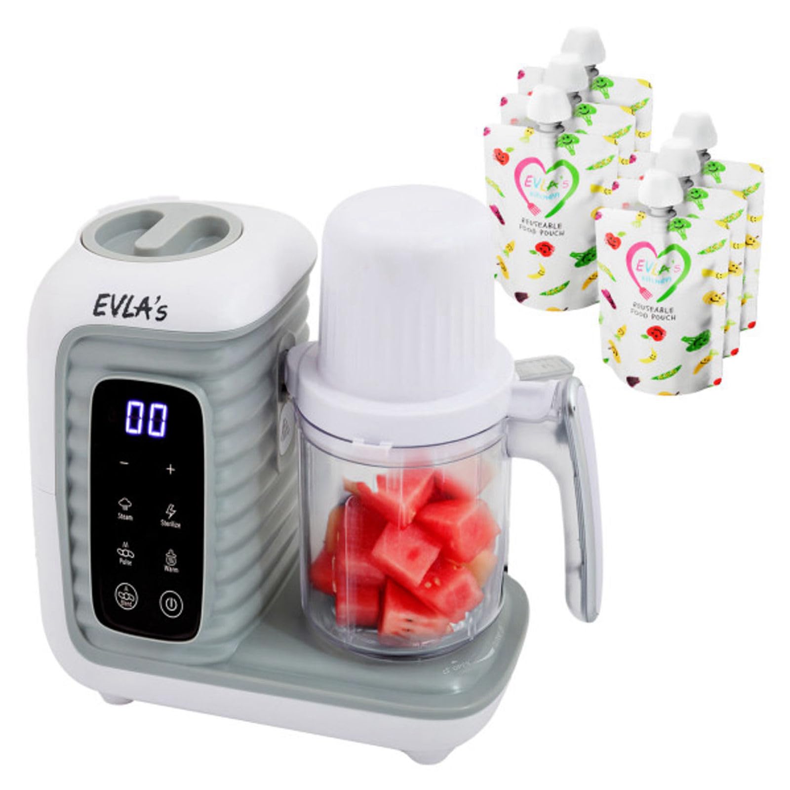EVLA'S Double Baby Food Maker with two steaming baskets enabling simultaneous cooking for variety