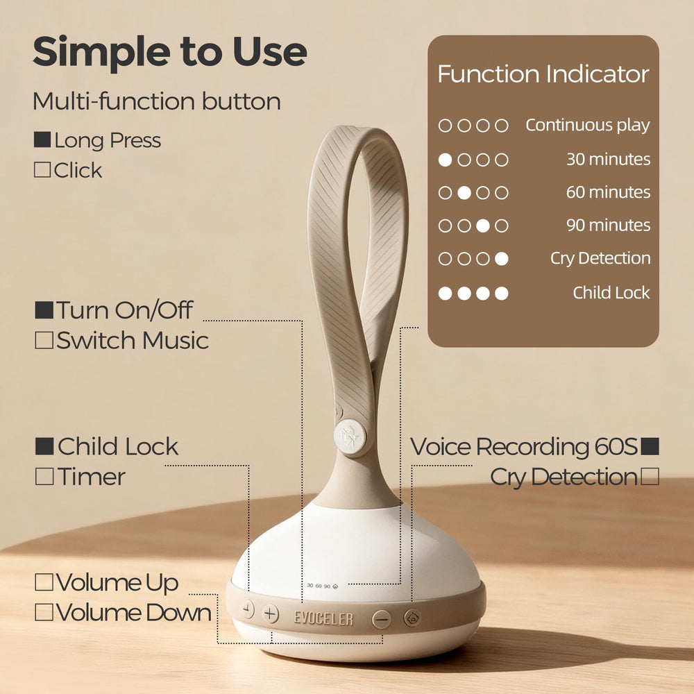 Evoceler auto cry-detection feature demonstrated during a fussy moment