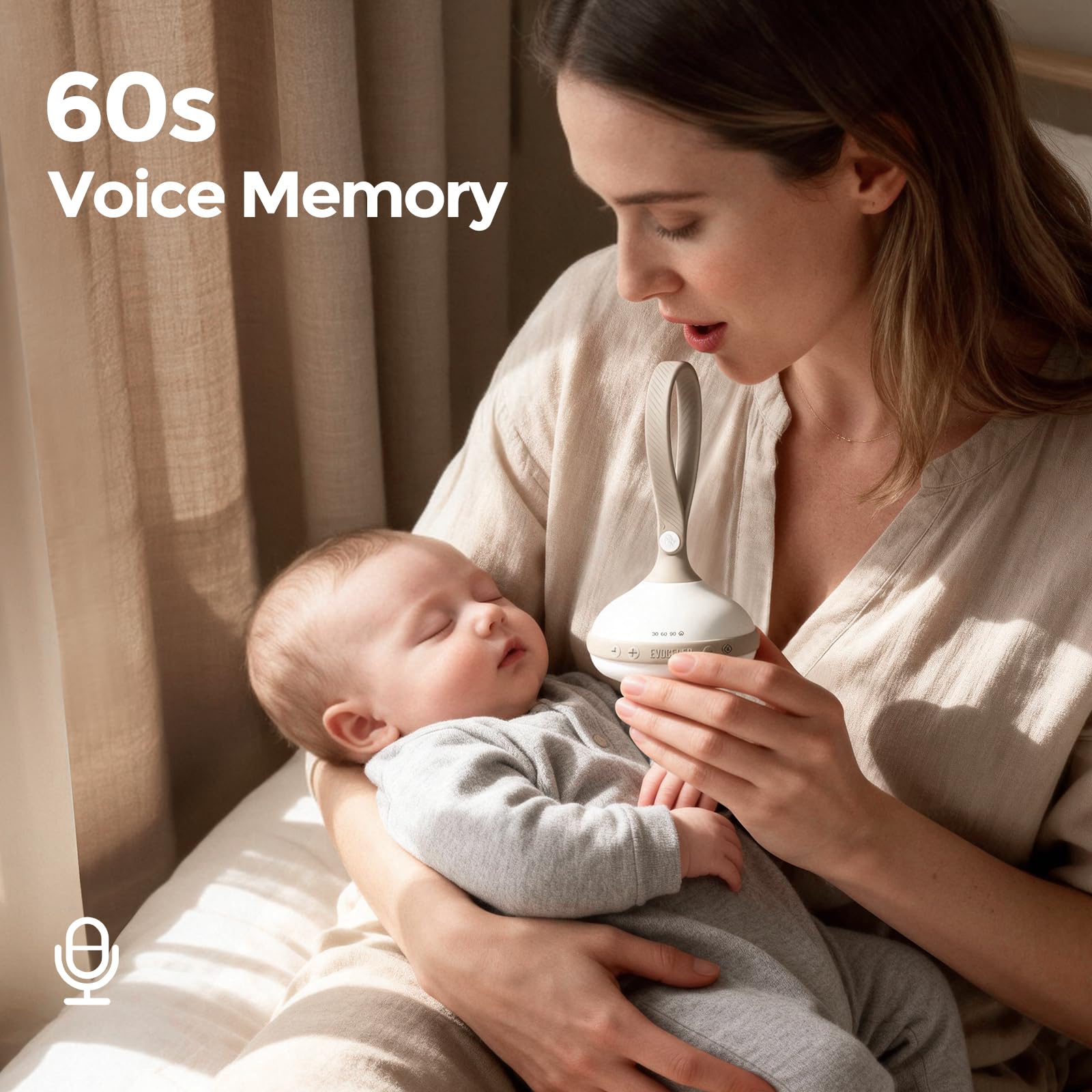 Evoceler nine soothing sounds including heartbeat and ocean for calm bedtime