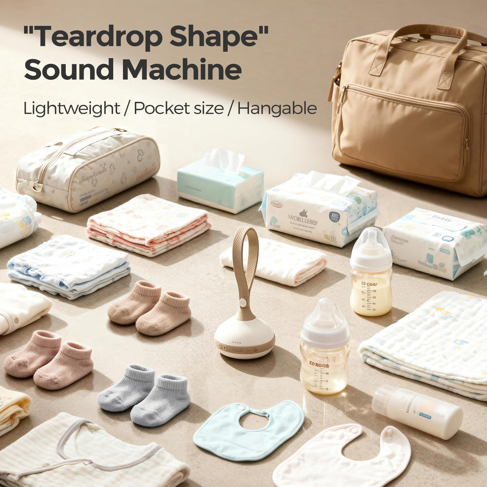 Evoceler travel-friendly design with clip attached to a stroller for on-the-go sleep aid