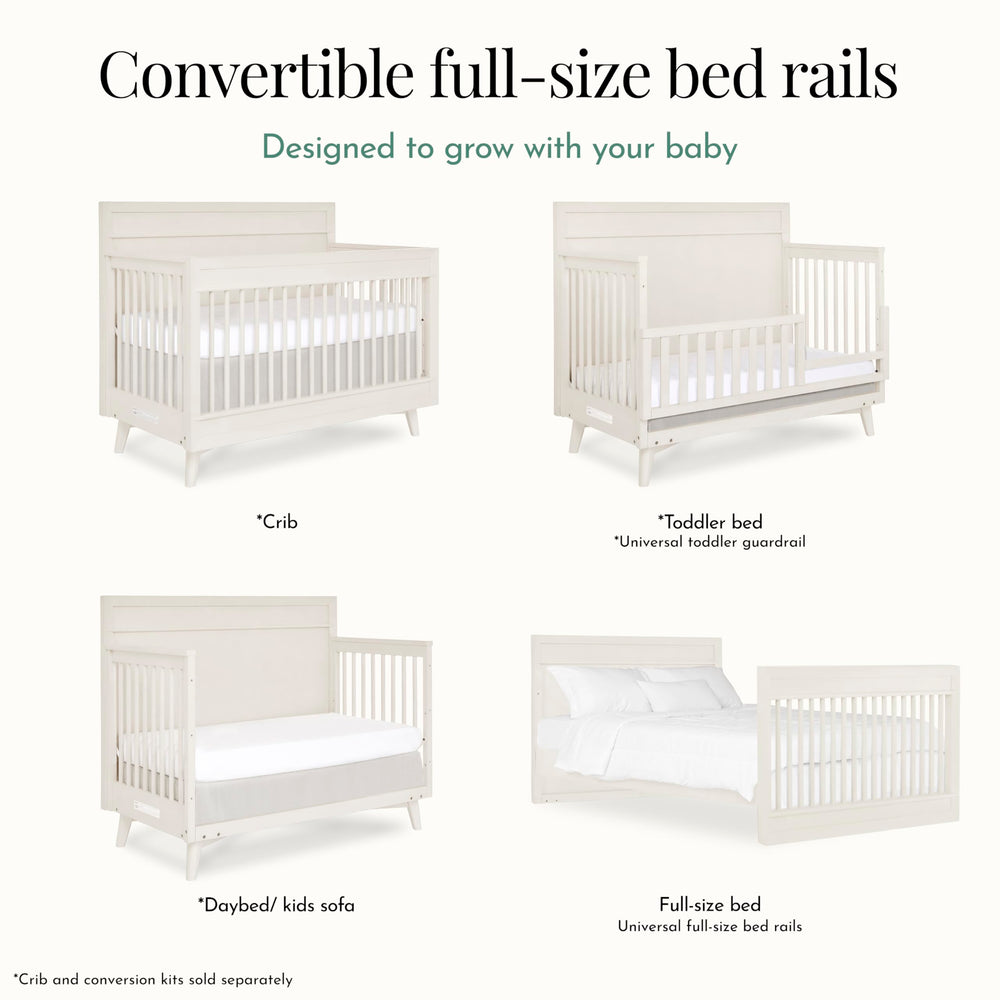 evolur bed rails finish options presented to match nursery furniture